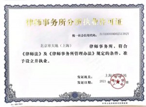大地上海分所执业许可证